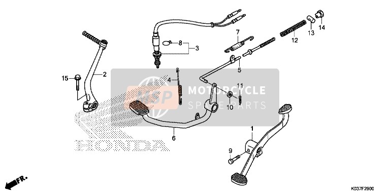 Honda AFS110CSF 2015 Pedaal/ Trap Starter Arm voor een 2015 Honda AFS110CSF